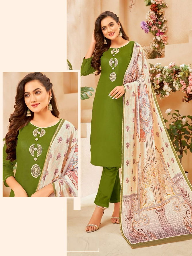 Green Tomato Silky Ethnic Wear Wholesale Readymade Suits Collection
